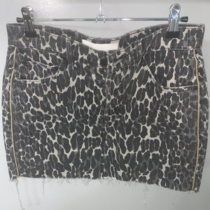 MOTHER Grey Leopard Print Denim Miniskirt - Size 26